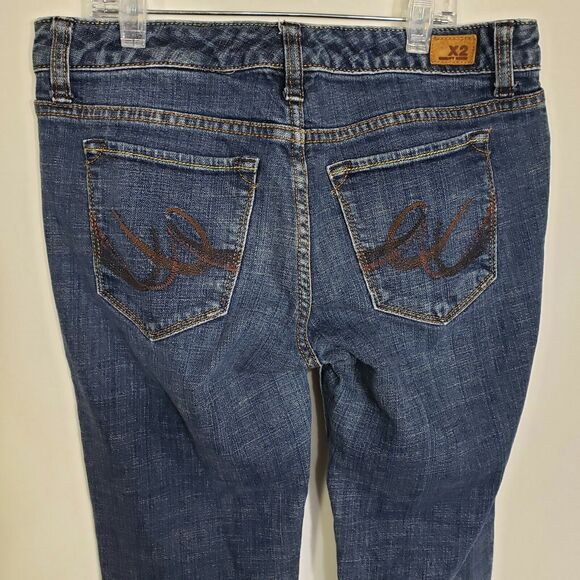 X2 Womens Jeans Size 6 Long Slim W10 Low Rise Boot Cut Dark Wash Stretch - Picture 5 of 11